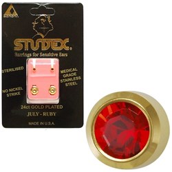 Birthstone Studs - Mini Bezel Gold - July / Peridot